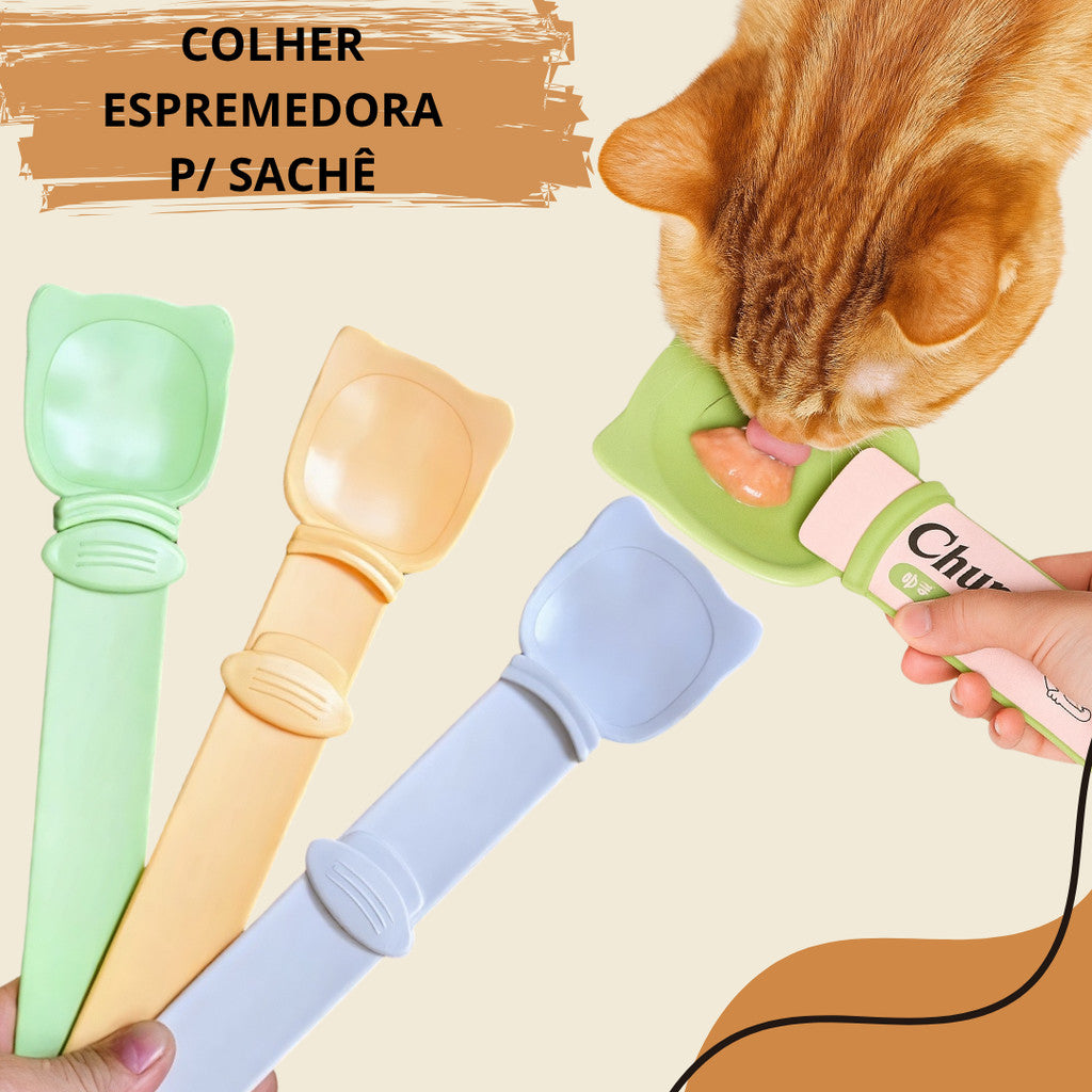 Colher Espremedora Sachê Gato Petisco Wanpy Churu