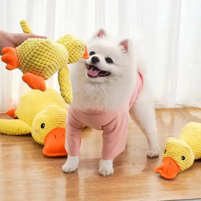 Brinquedo Interativo Pato de Pelúcia para Cães com Apito Som 23cm