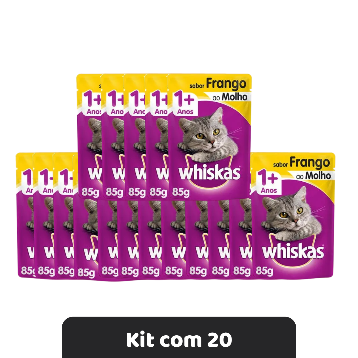 Kit 20und Whiskas Sache Para Gatos Frango Ao Molho 85g