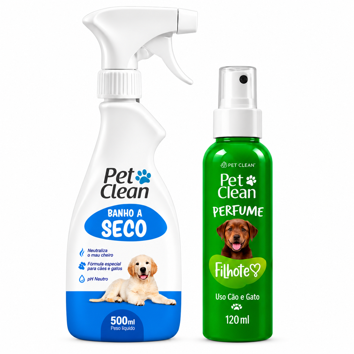 Kit Banho a Seco 500 ml e Perfume  Pet 120 ml  Pet Clean