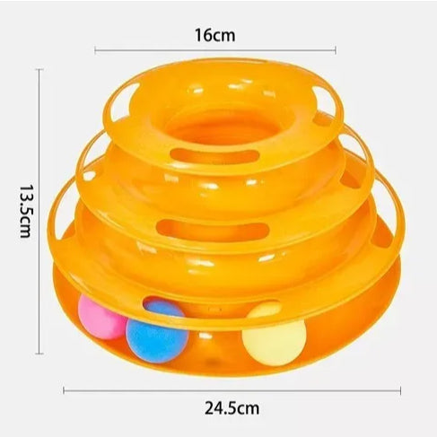 Brinquedo Interativo Para Gatos Corre Torre De Bolinhas Laranja