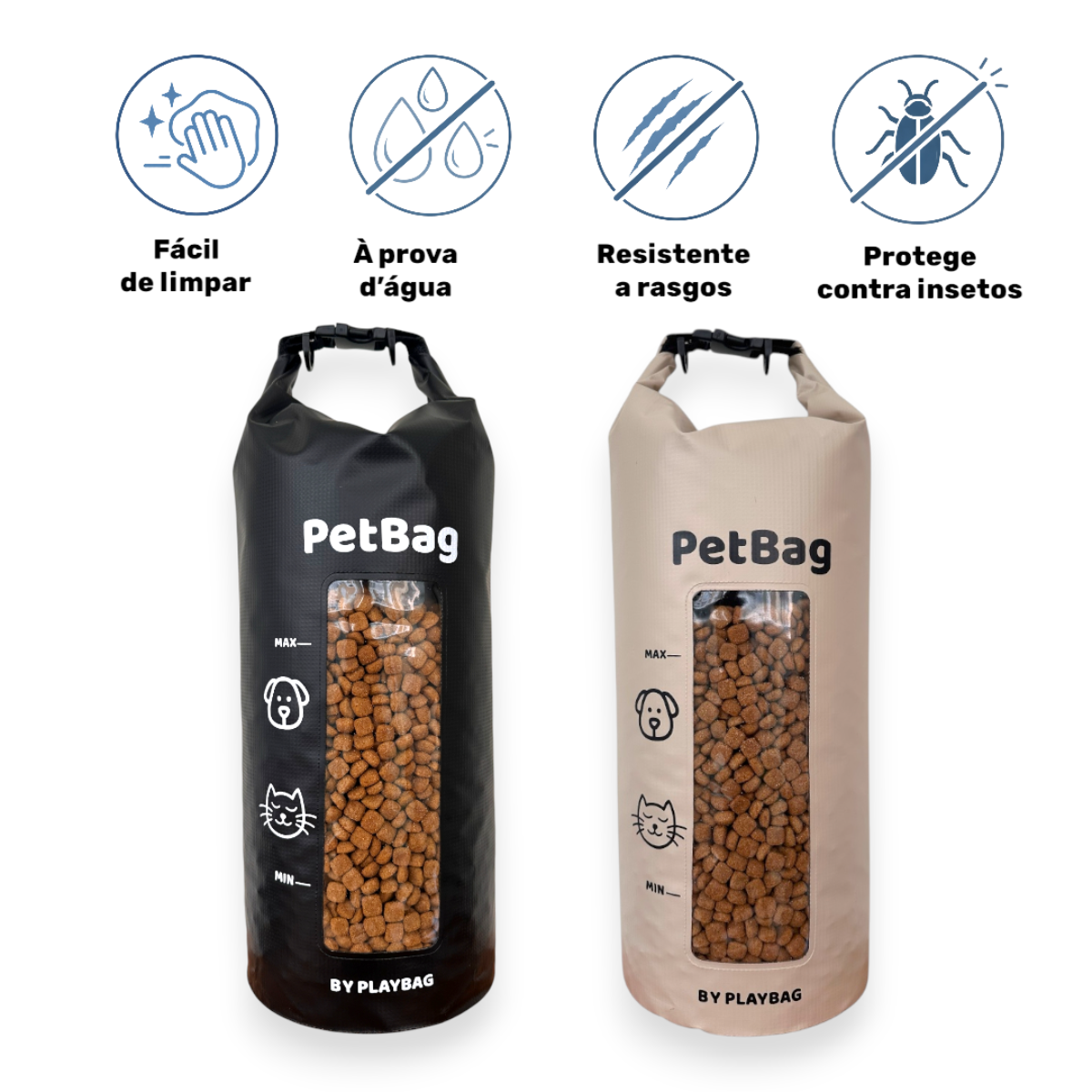 Bolsa Porta Ração Impermeável Organizadora Vedação Roll Top Cães e Gatos