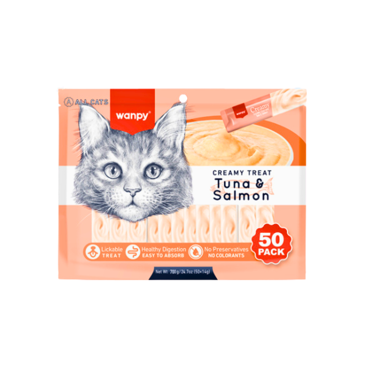 Pacote Wanpy Petiscos Truly Creamy P/ Gatos Atum e Salmão