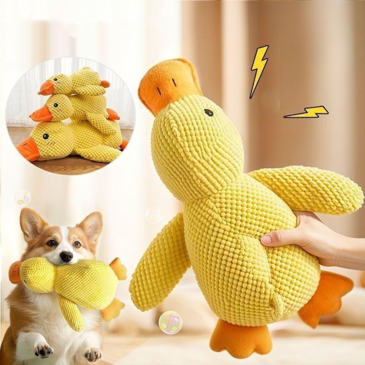 Brinquedo Interativo Pato de Pelúcia para Cães com Apito Som 23cm