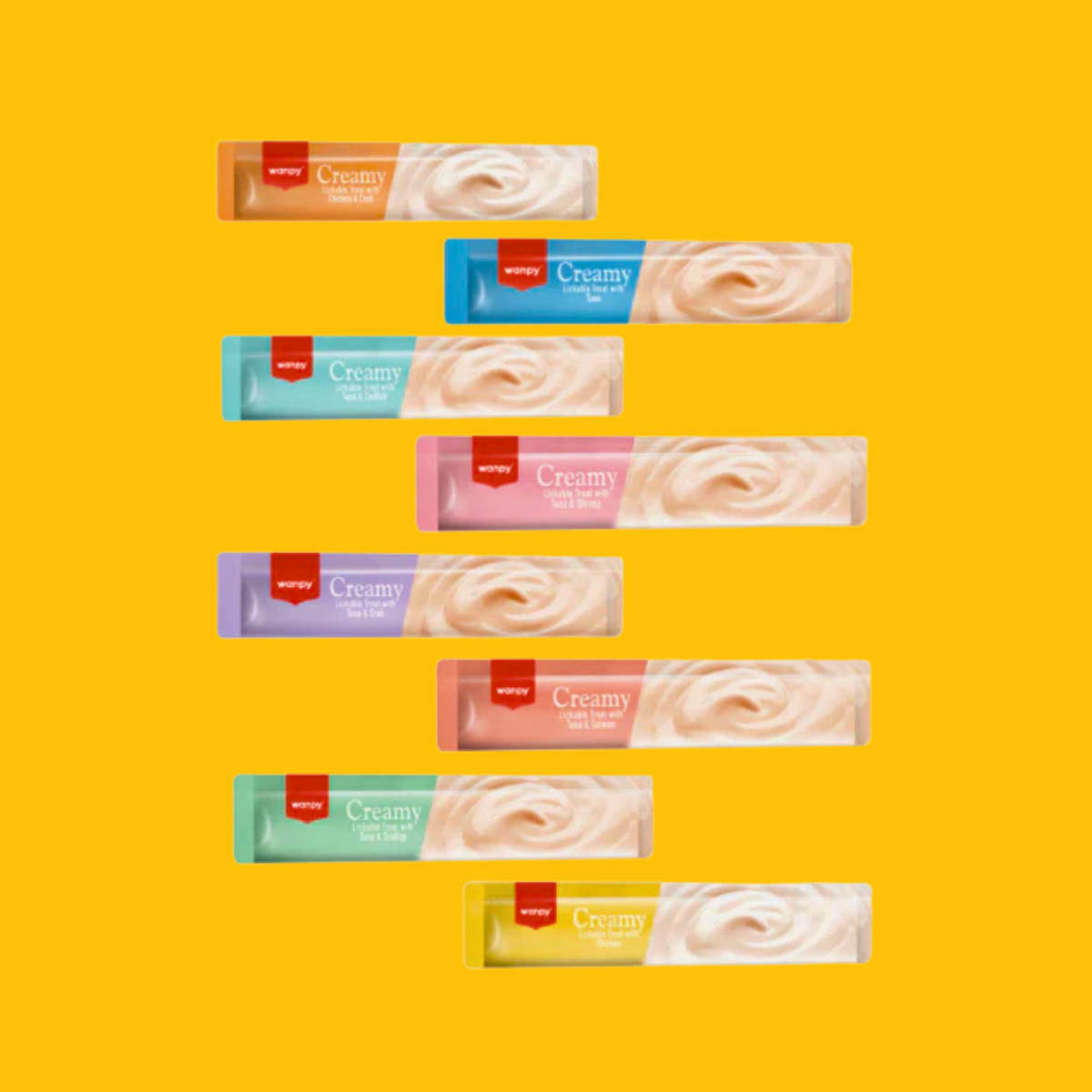 Pacote Wanpy Petiscos Truly Creamy P/ Gatos Atum e Salmão
