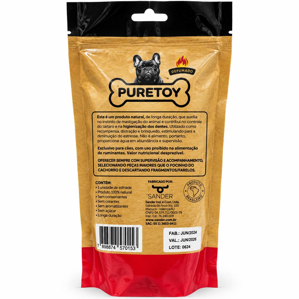 Mordedor para cachorro Natural Osso Bovino - Defumado Puretoy M/G