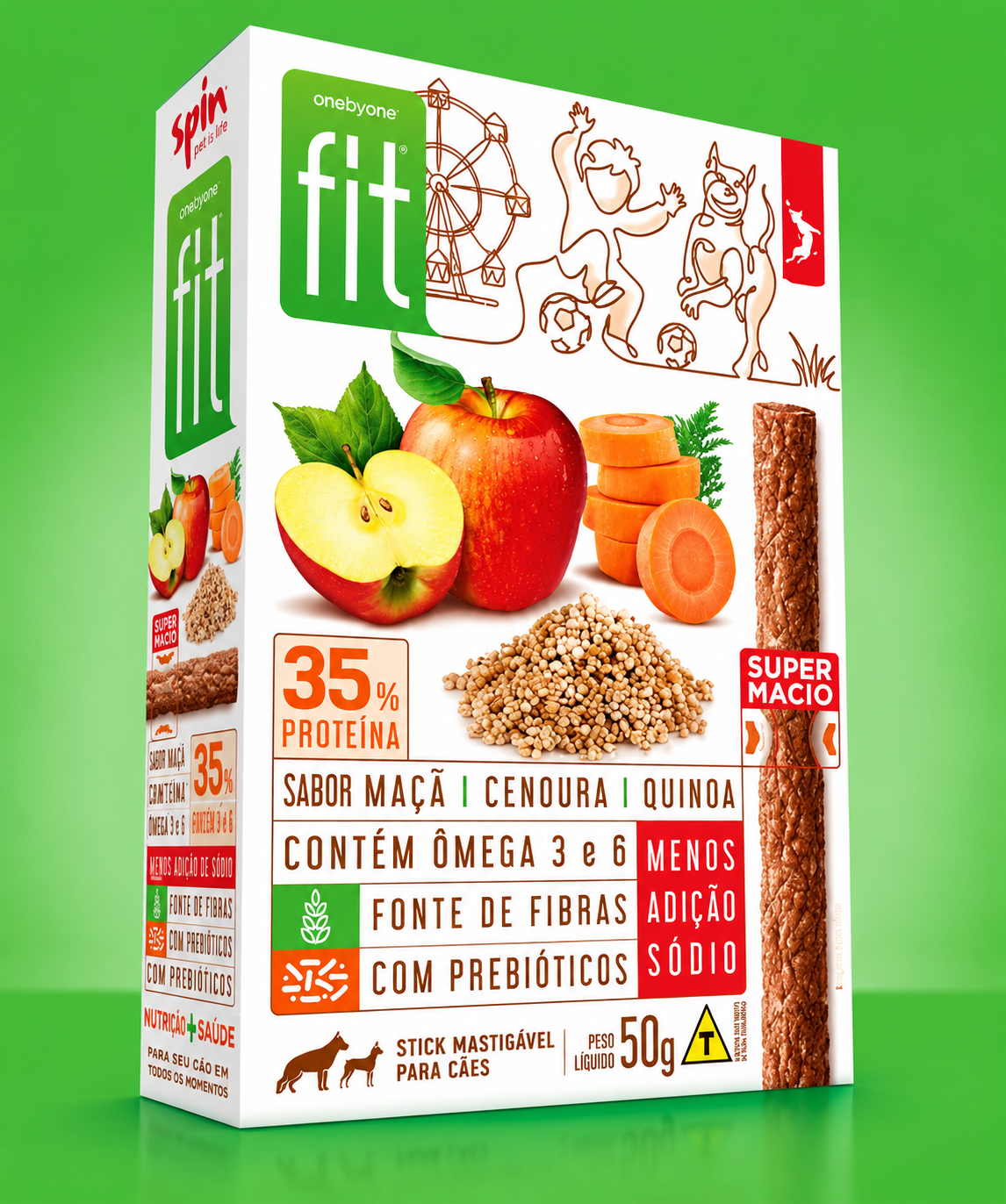 Kit Petisco Natural Para Cães - 4 Sabores | Spin Fit | 8 unid