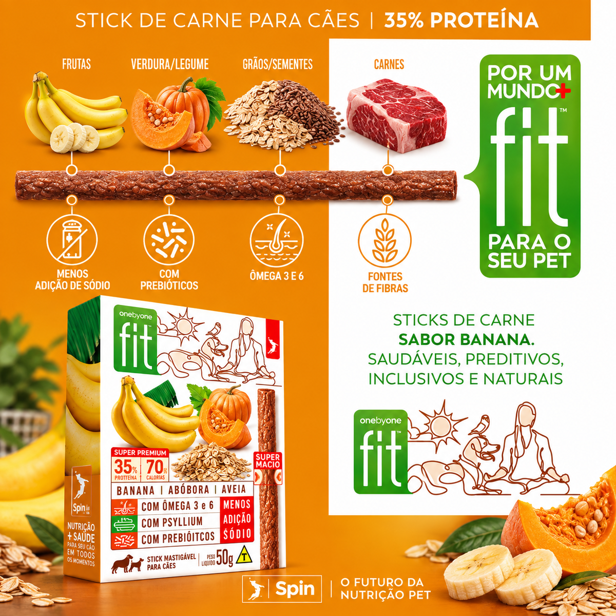 Kit Petisco Natural Para Cães - Banana | Spint Fit | 8 Und