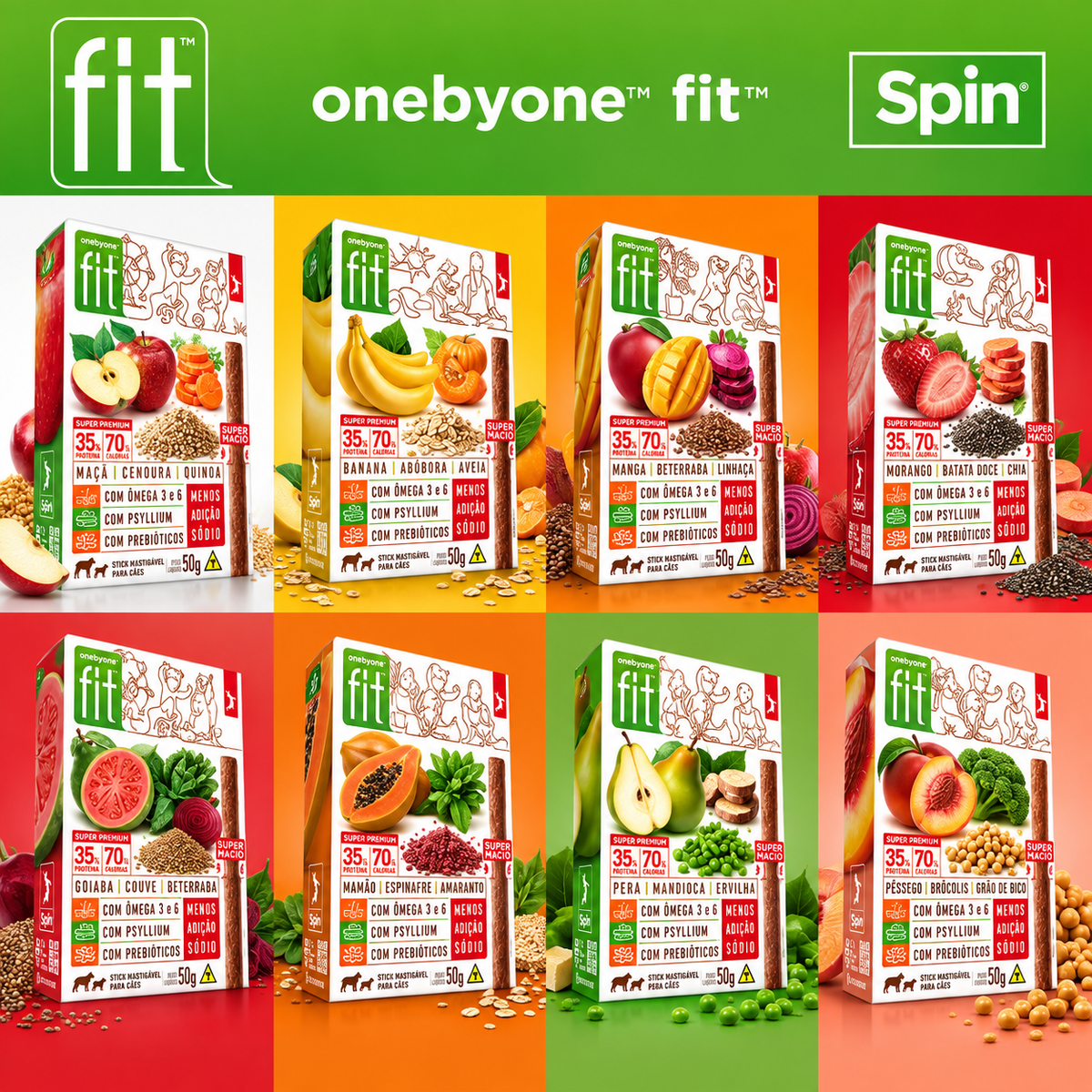 Petisco Spin Pet Fit Natural para Cães Sabor Maçã, Cenoura e Quinoa – 50g