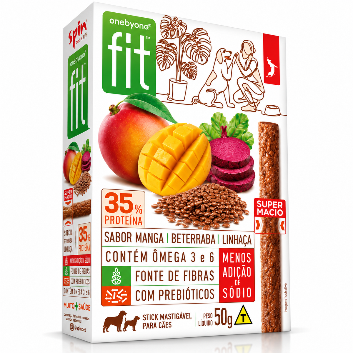 Petisco Spin Pet Fit Natural para Cães Sabor Manga, Beterraba e Linhaça – 50g