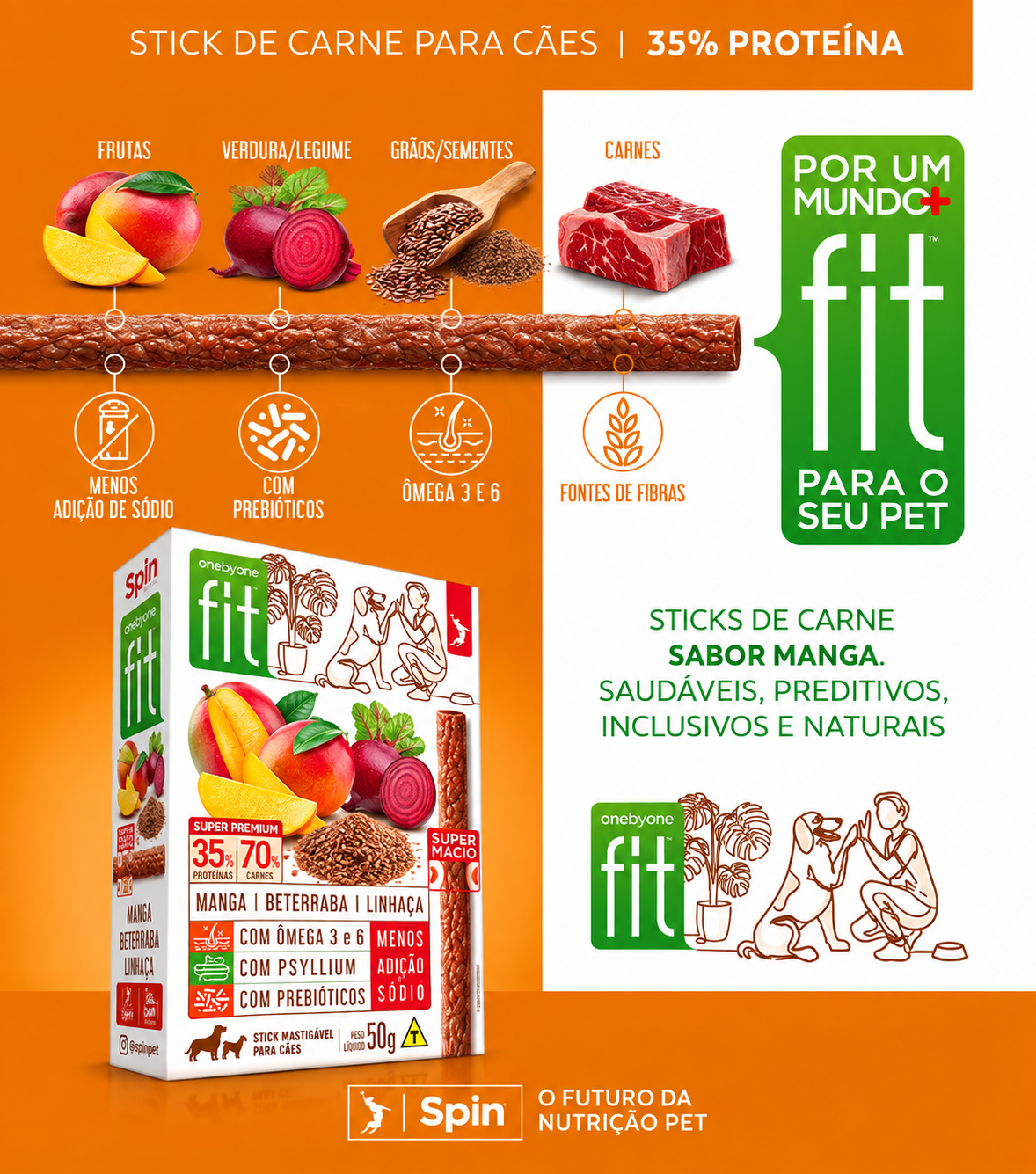 Kit Petisco Natural Para Cães - Manga | Spint Fit | 8 Und