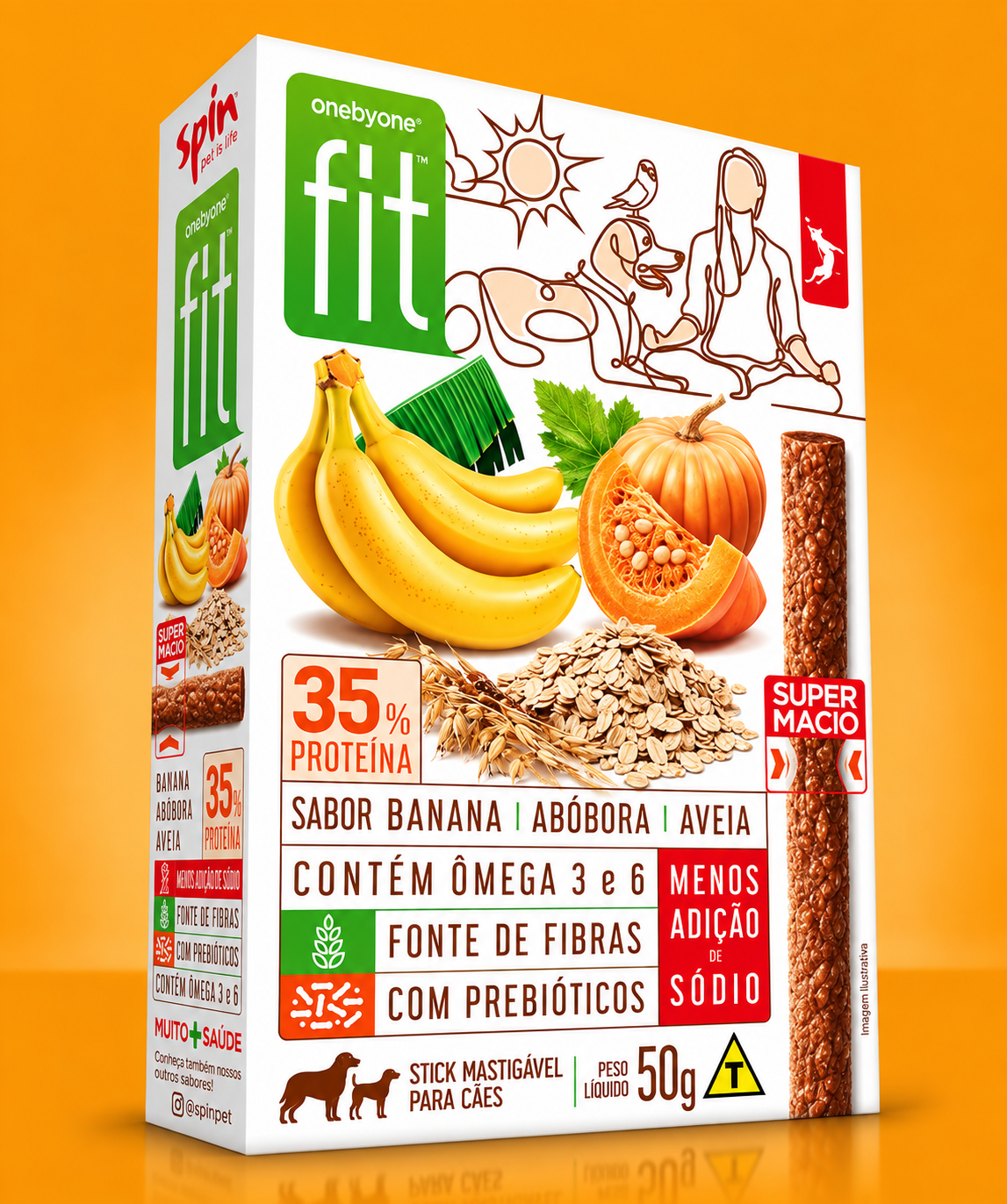 Petisco Spin Pet Fit Natural para Cães Sabor Banana, Abóbora e Aveia – 50g