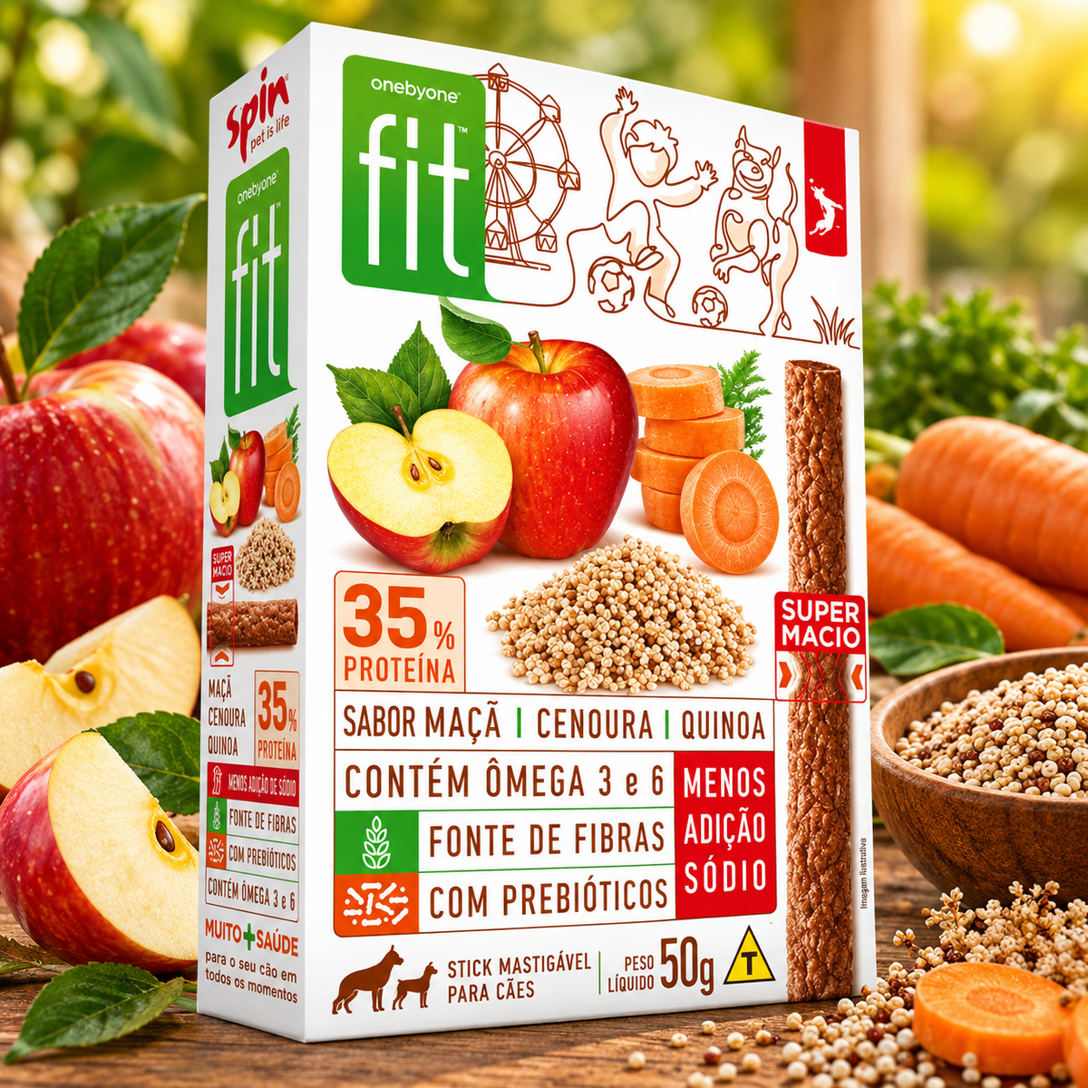 Kit Petisco Natural Para Cães - Maça | Spint Fit | 8 Und