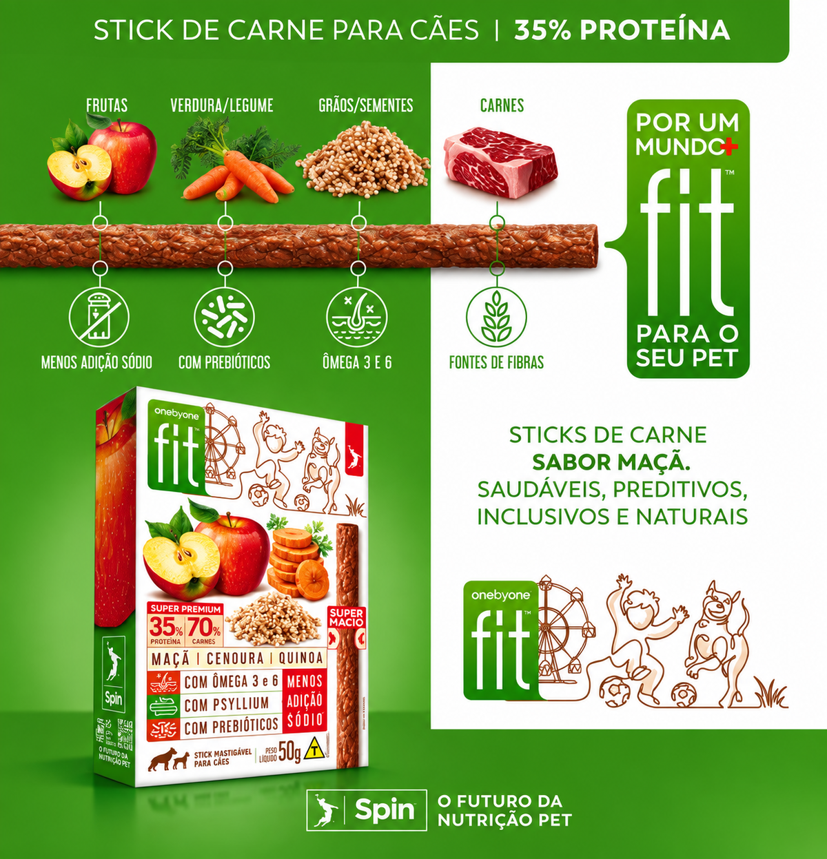 Kit Petisco Natural Para Cães - Maça | Spint Fit | 8 Und