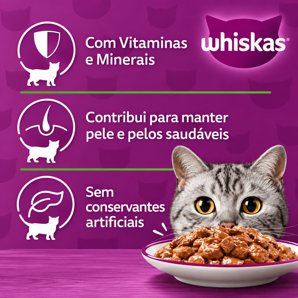 Sache Whiskas Ração Úmida Para Gatos Carne Ao Molho 85g