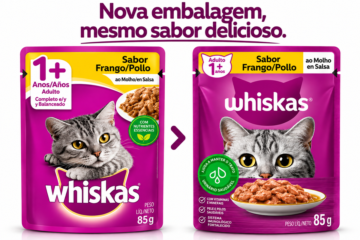 Sache Whiskas Ração Úmida Para Gatos Frango Ao Molho 85g