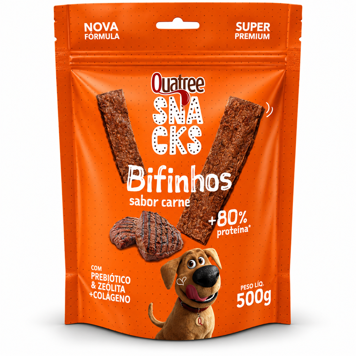 Petisco Quatree Snacks Bifinhos Macios Carne 500g