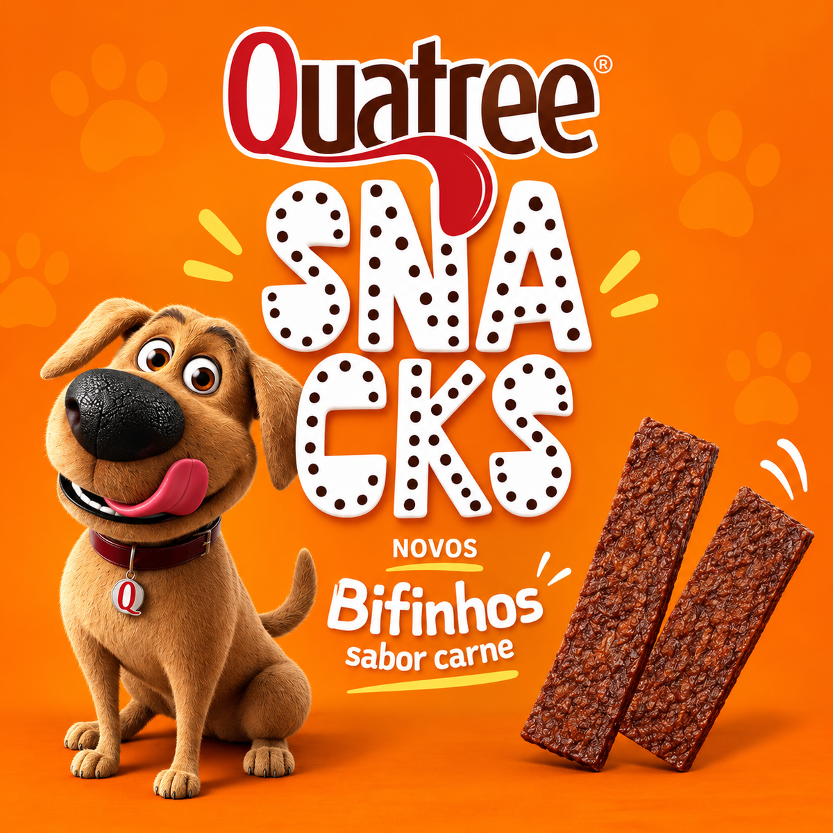 Petisco Quatree Snacks Bifinhos Macios Carne 500g
