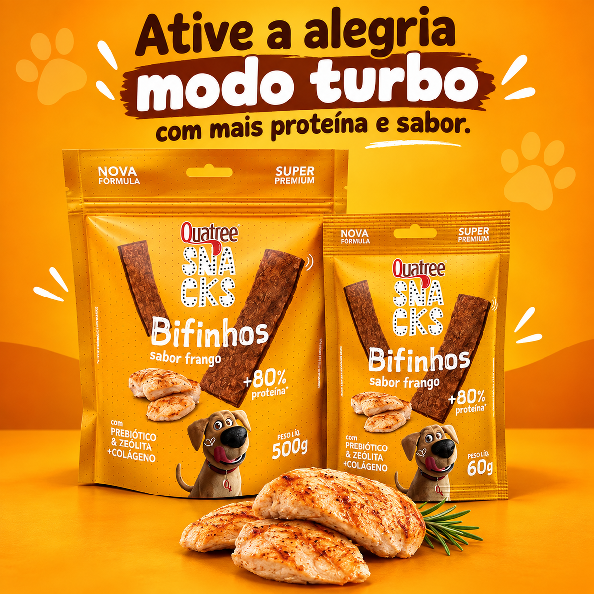 Petisco Quatree Snacks Bifinhos Macios Frango 500g
