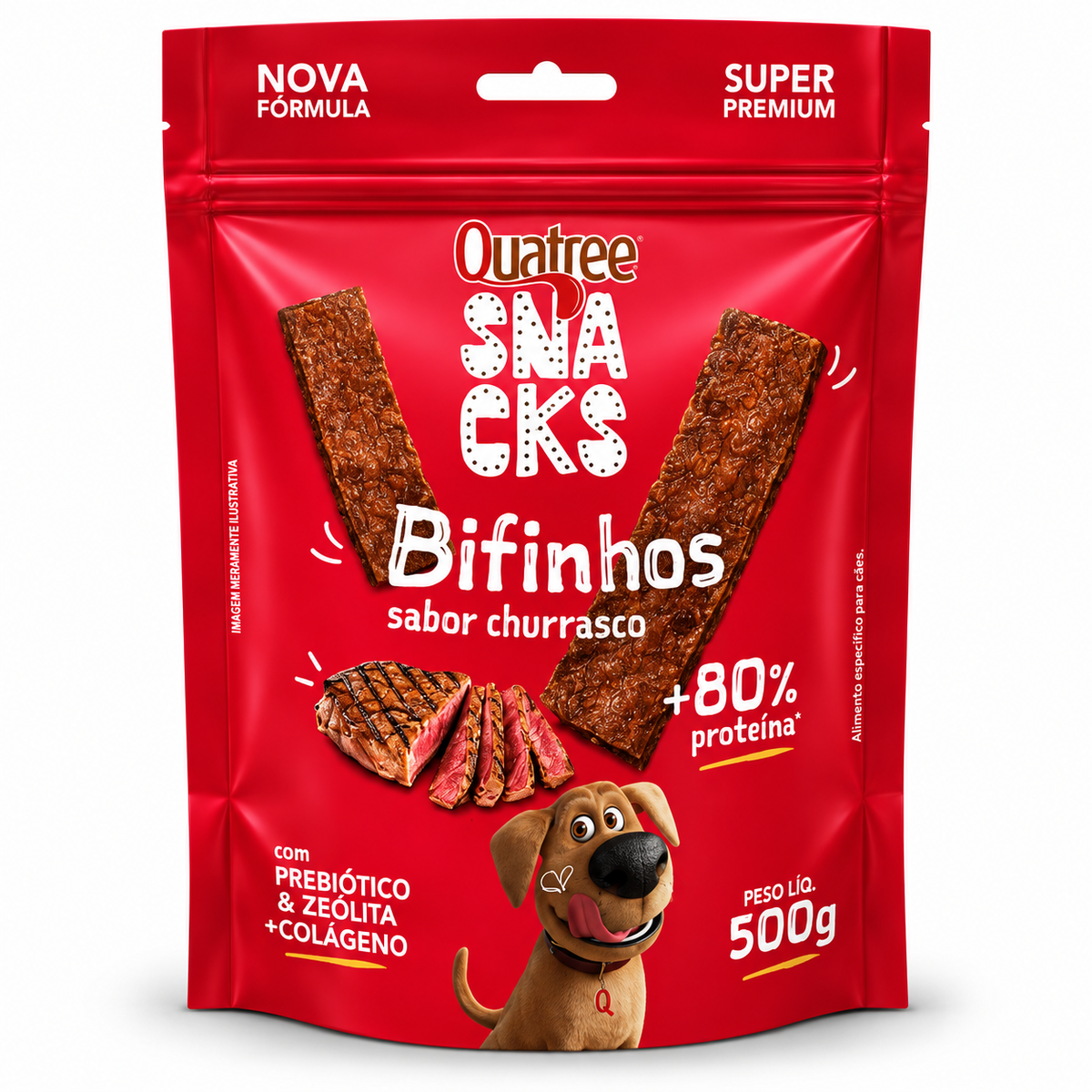 Petisco Quatree Snacks Bifinhos Macios Churrasco 500g