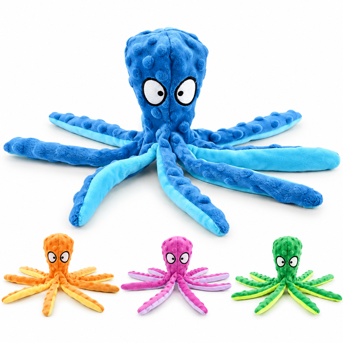 Brinquedo Polvo 8 Pernas de Pelúcia com Som para Cachorro - Azul
