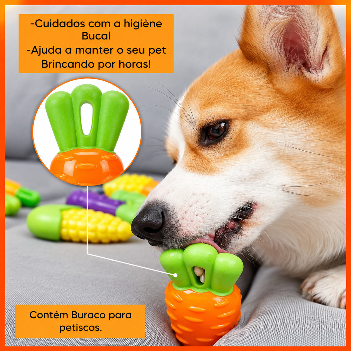 Brinquedo Pet Milho Mordedor Resistente c/ Apito