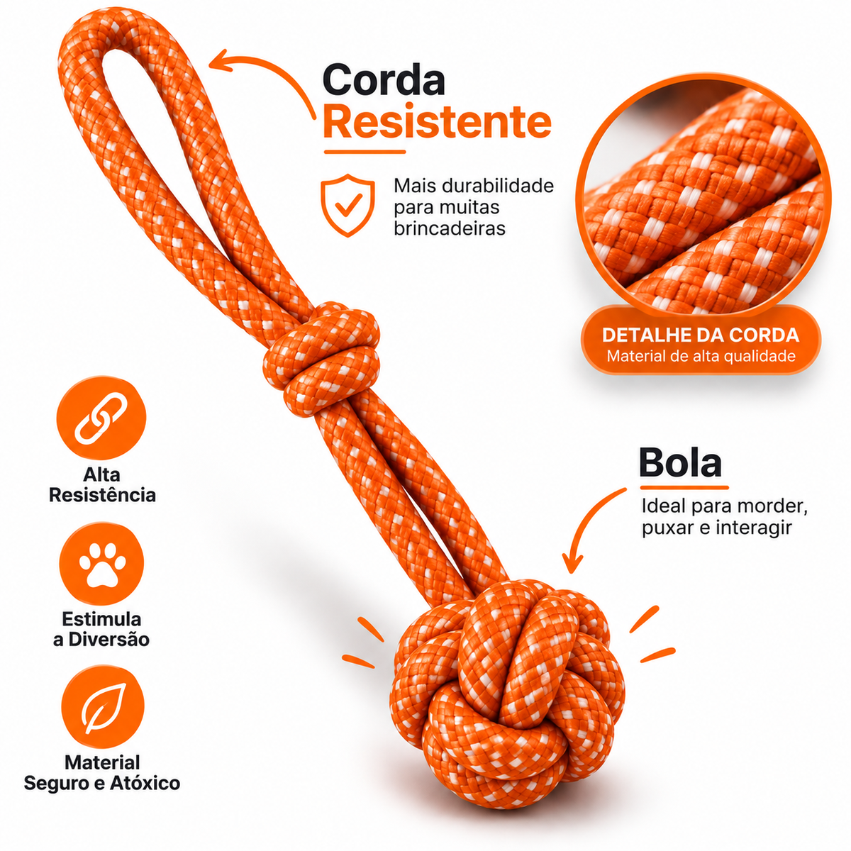 Brinquedo de Cachorro Mordedor Pet Corda Bola Nó Puxador Resistente para Cães - Azul