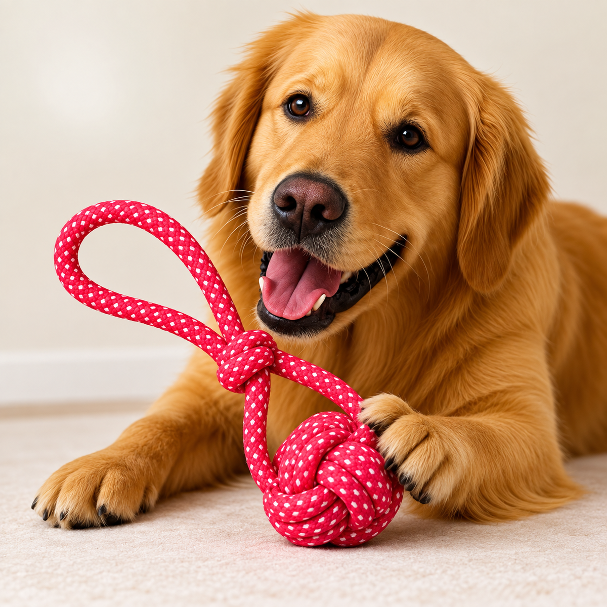Brinquedo de Cachorro Mordedor Pet Corda Bola Nó Puxador Resistente para Cães - Azul