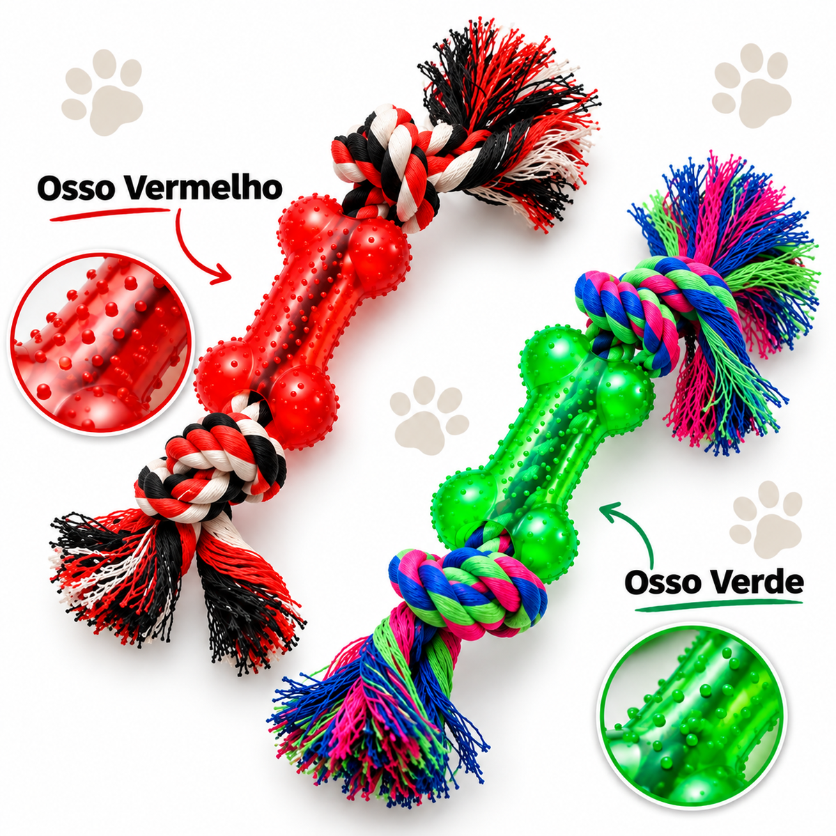 Brinquedo Mordedor Interativo Osso Corda Cachorro Vermelho