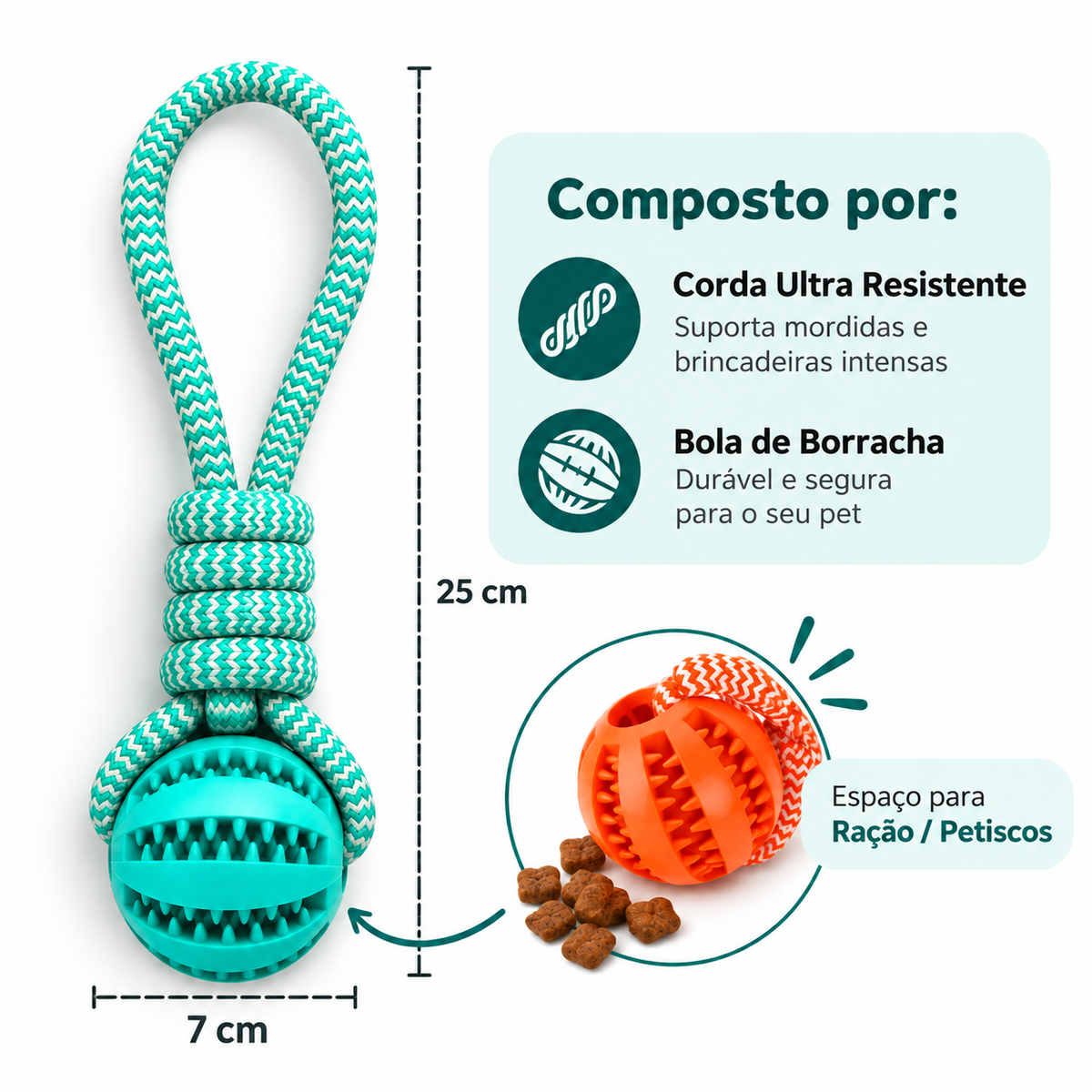 Brinquedo Pet Mordedor Corda Bolinha Interativo Cães Azul