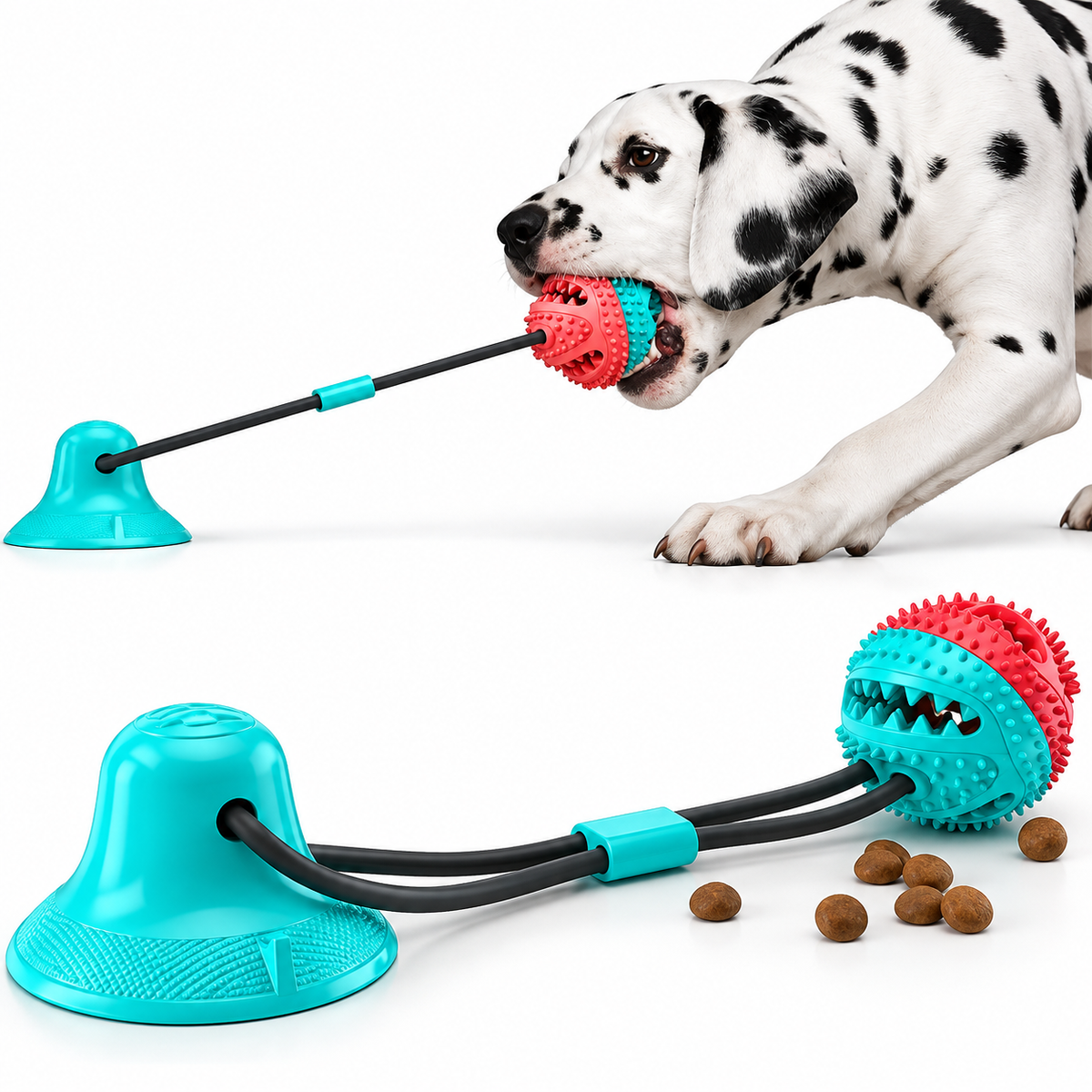 Brinquedo Pet De Cachorro Push Ball Mordedor Interativo Corda Com Bolinha Porta Petisco Ventosa