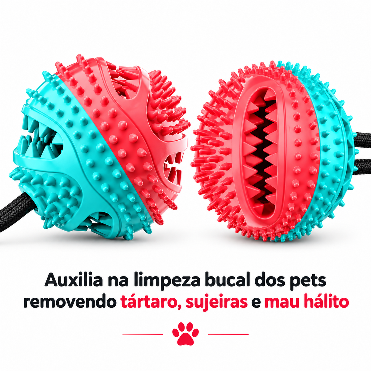 Brinquedo Pet De Cachorro Push Ball Mordedor Interativo Corda Com Bolinha Porta Petisco Ventosa
