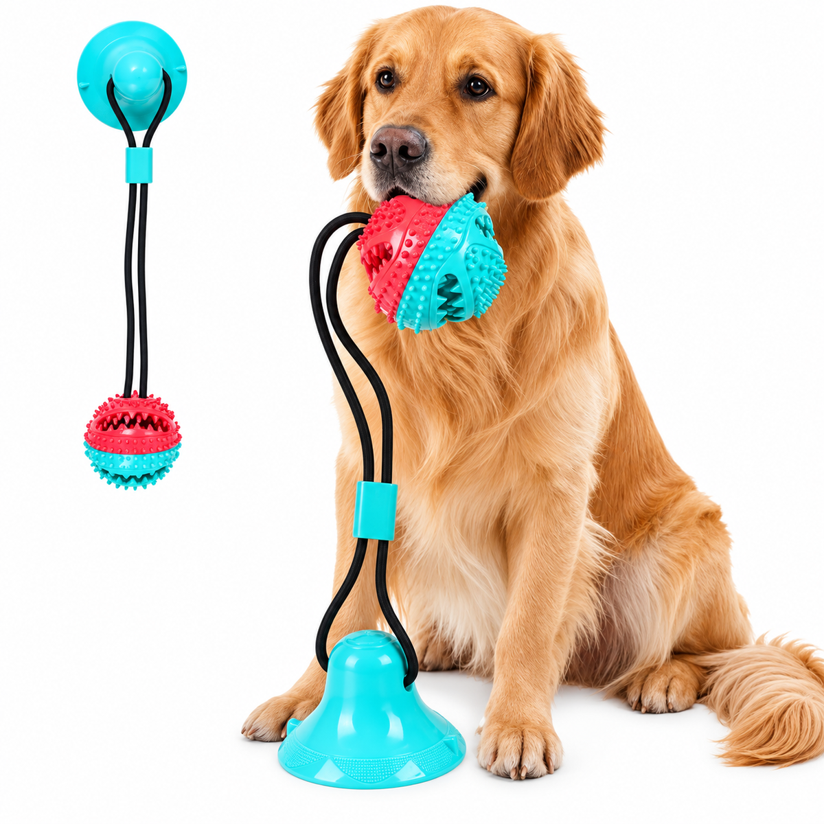 Brinquedo Pet De Cachorro Push Ball Mordedor Interativo Corda Com Bolinha Porta Petisco Ventosa