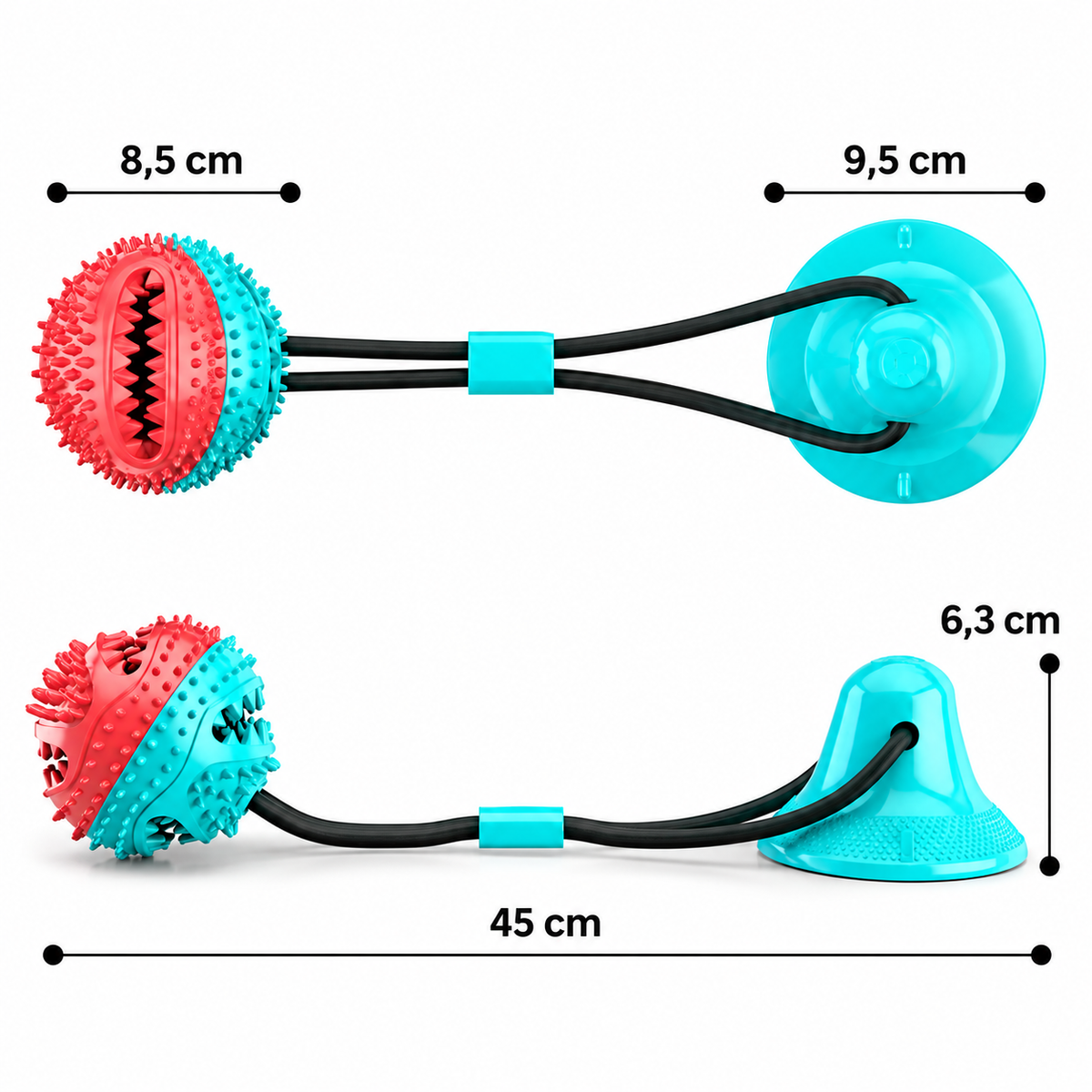 Brinquedo Pet De Cachorro Push Ball Mordedor Interativo Corda Com Bolinha Porta Petisco Ventosa