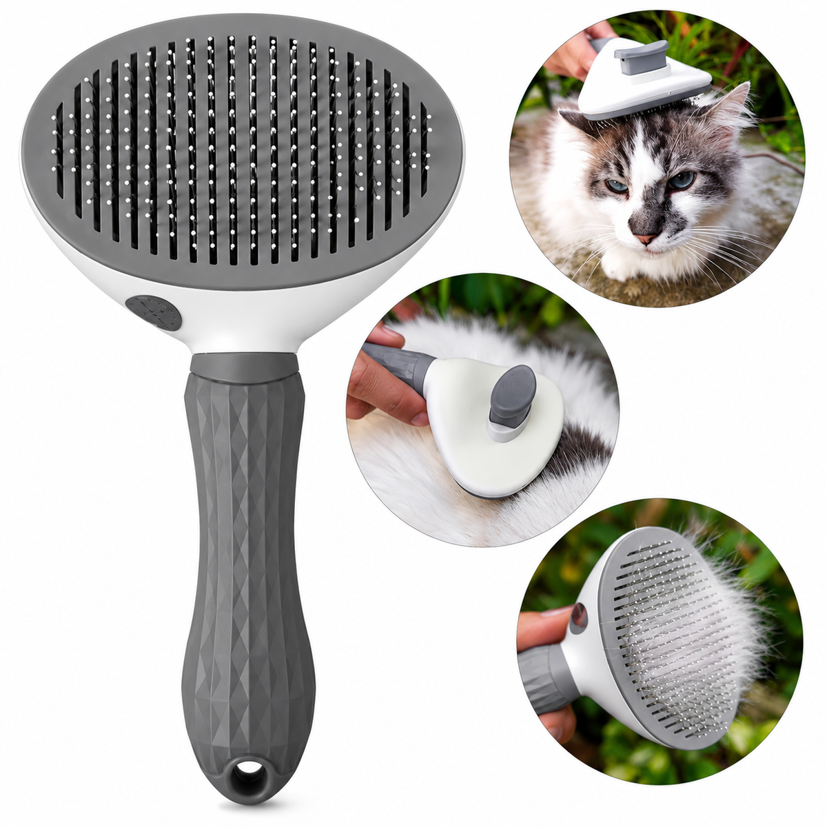 Escova Pelos Pet Rasqueadeira Magica Gato Cão Cinza