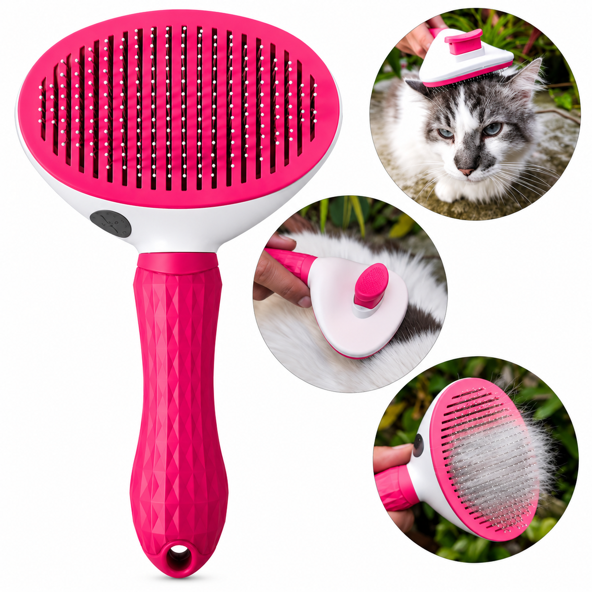 Escova Pelos Pet Rasqueadeira Magica Gato Cão Rosa