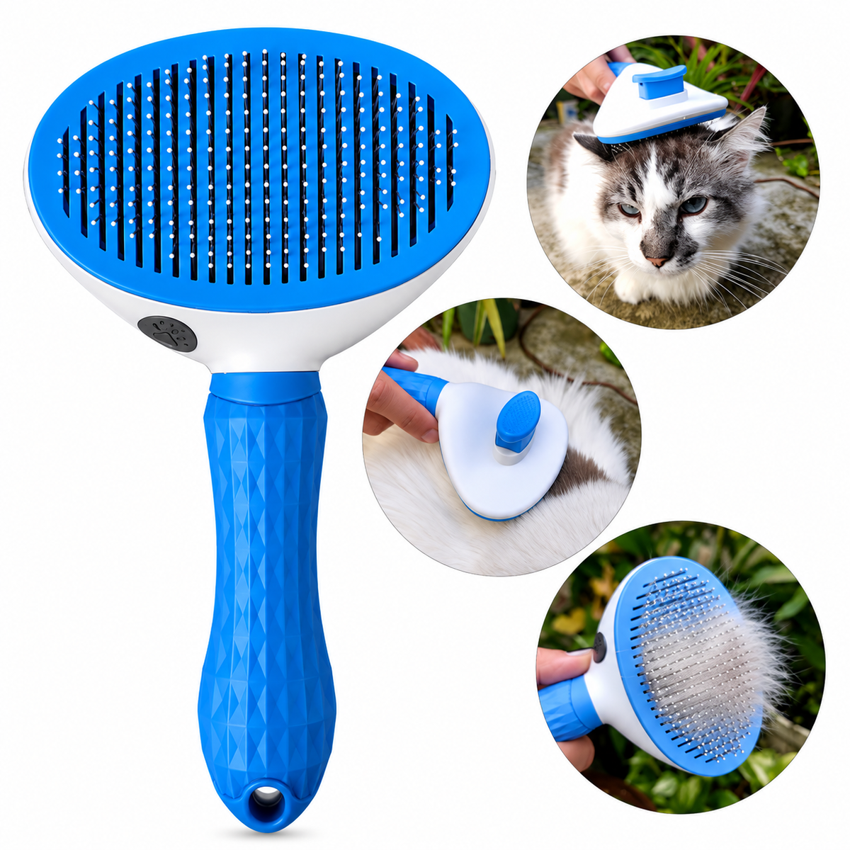 Escova Pelos Pet Rasqueadeira Magica Gato Cão Azul