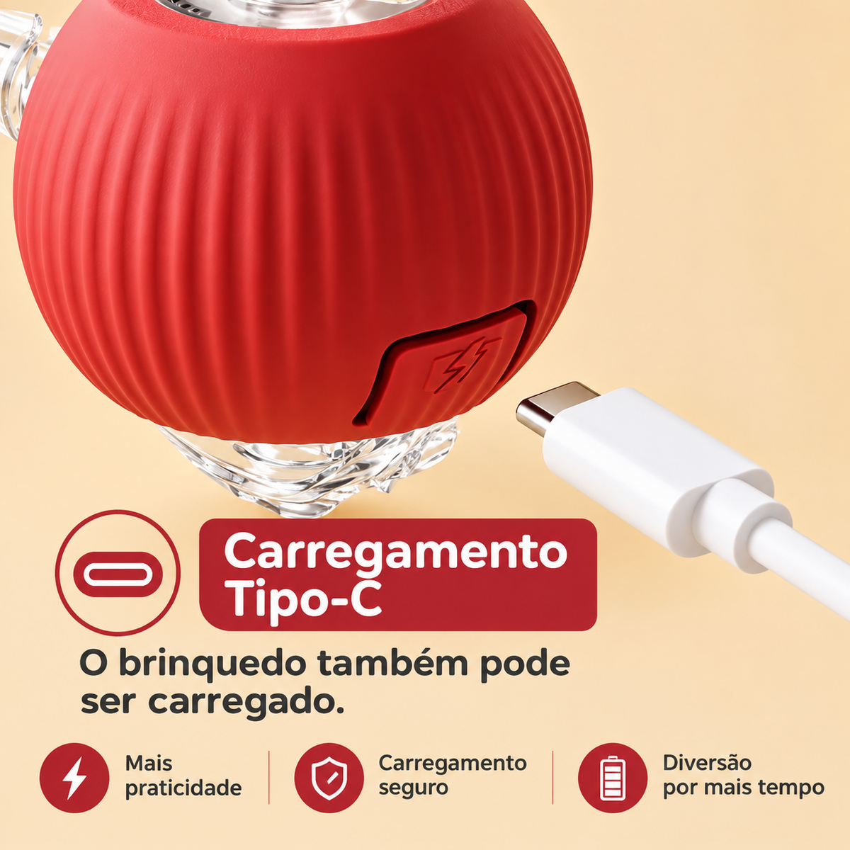 Bola Brinquedo Interativa Rolamento Automática - Cinza