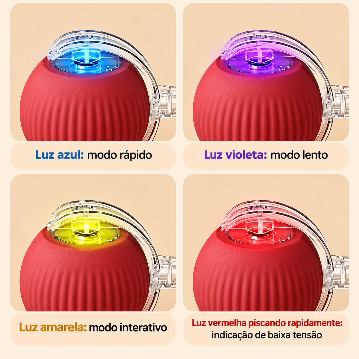 Bola Brinquedo Interativa Rolamento Automática - Cinza