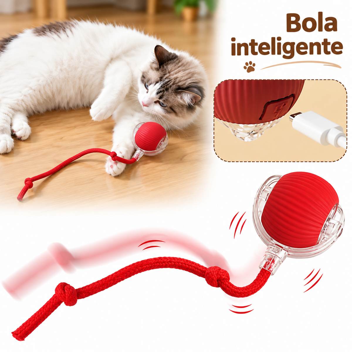 Bola Brinquedo Interativa Rolamento Automática - Cinza