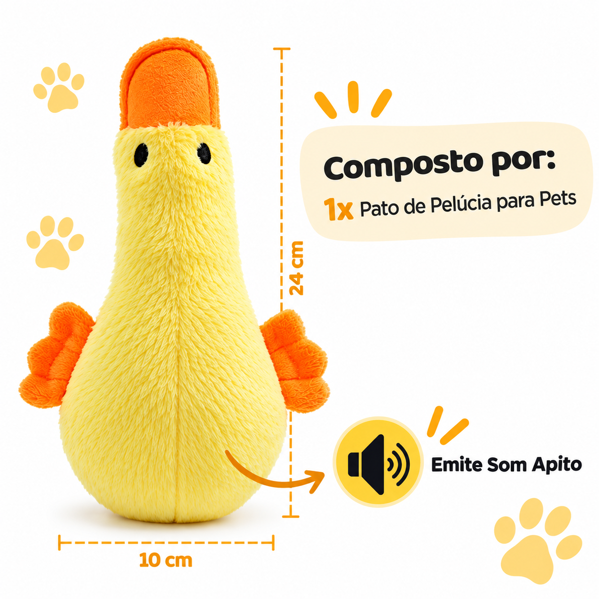 Brinquedo Pato De Pelúcia Interativo Sonoro para Cães