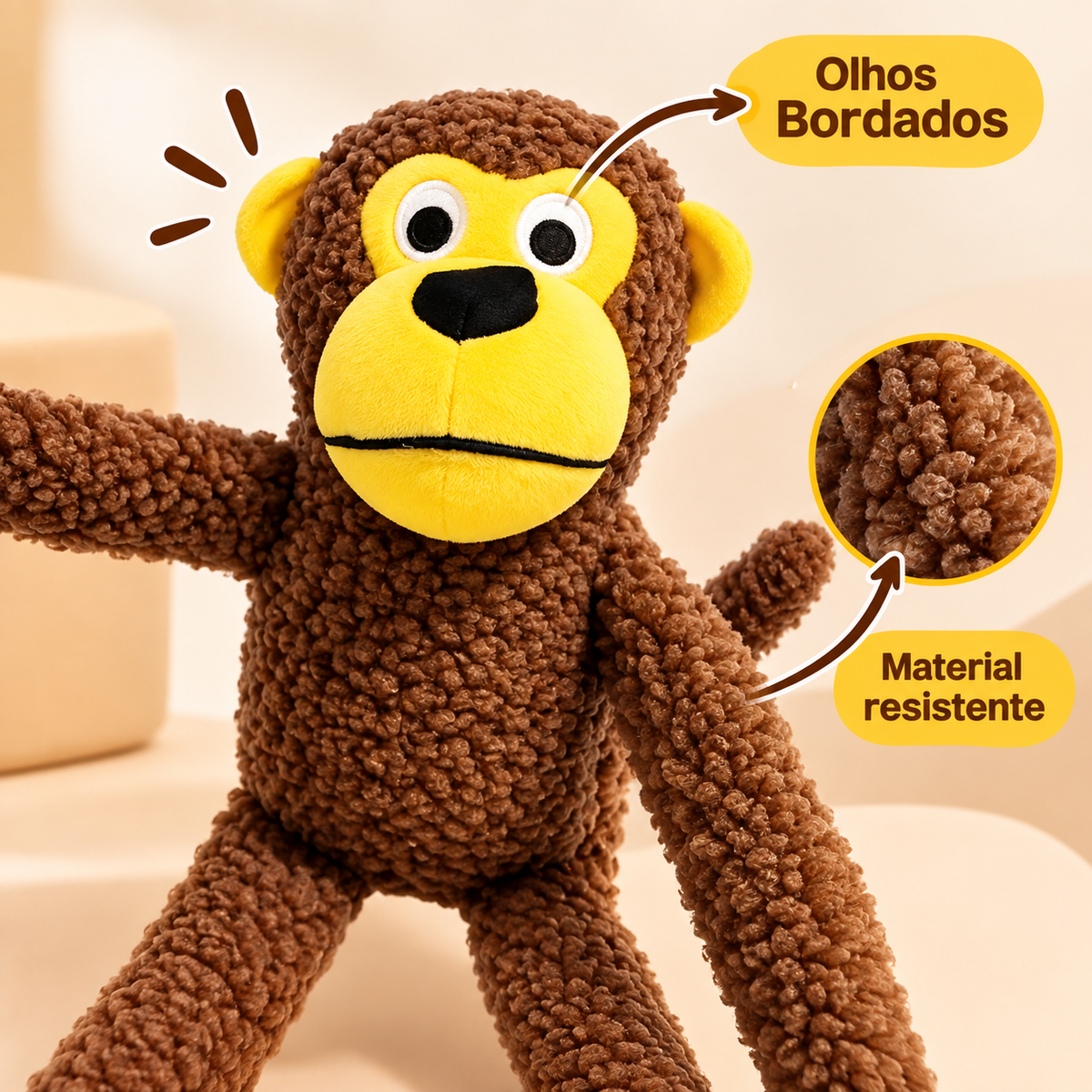 Brinquedo Pelúcia Pet Macaco Interativo para Cães