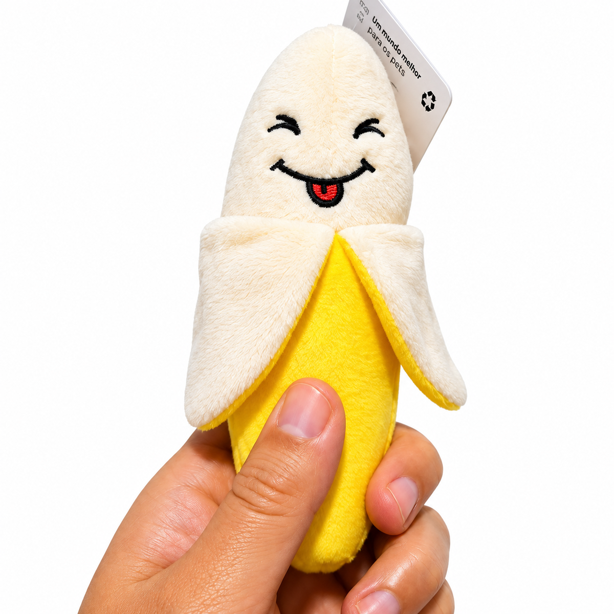 Brinquedo Pet Mordedor Banana de Pelúcia Com Apito P/ Cachorro