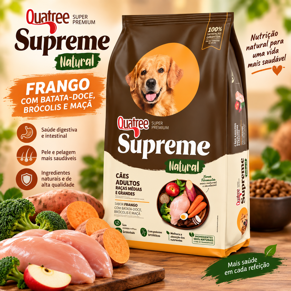 Ração Quatree Supreme Cães Adultos Raças Médias e Grandes 15kg
