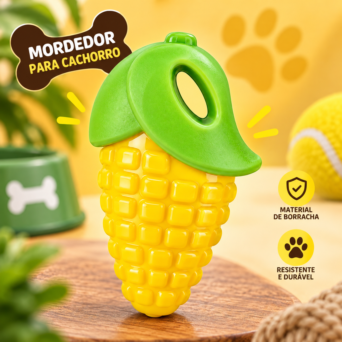 Brinquedo Pet Milho Mordedor Resistente c/ Apito
