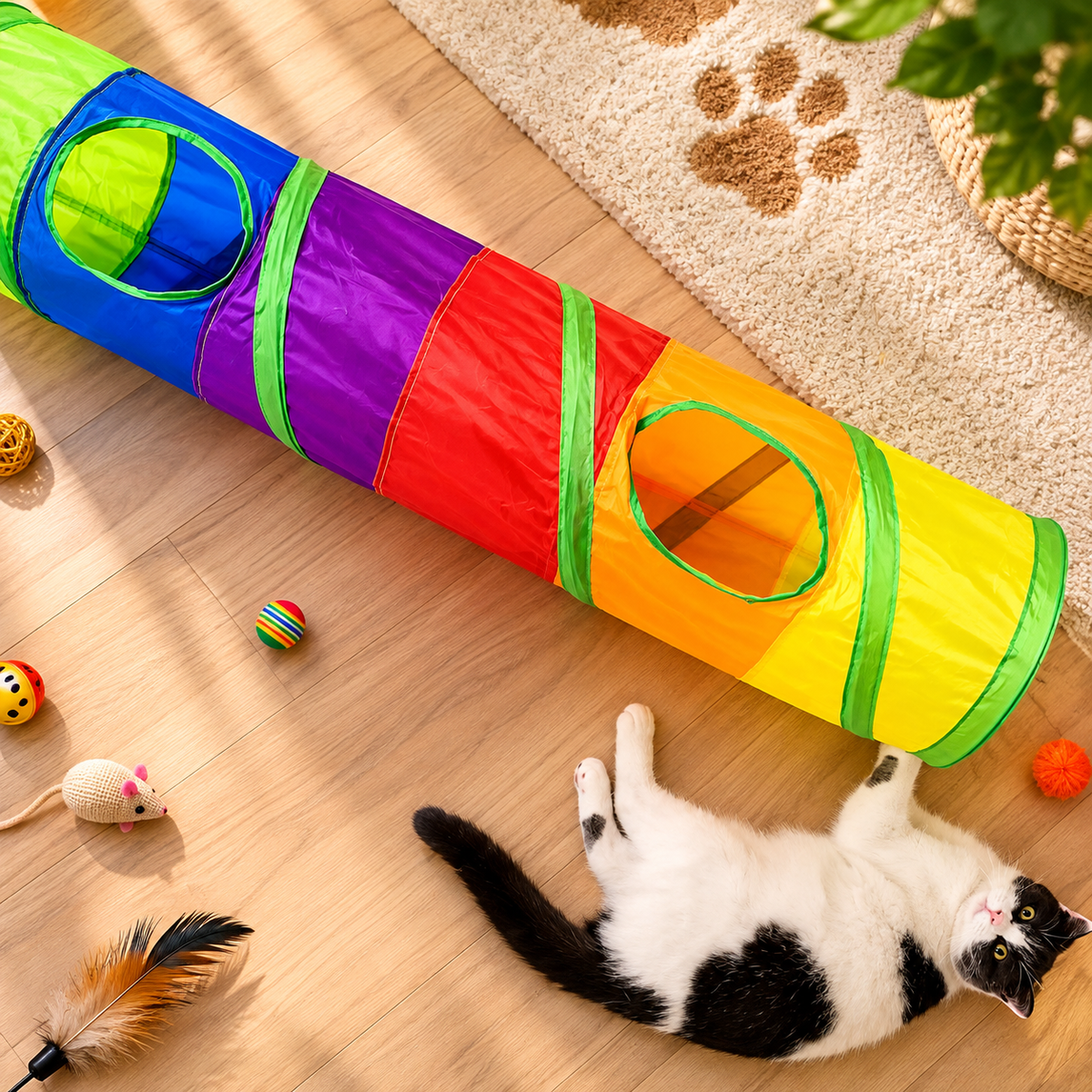 Brinquedo Interativo Para Gatos Túnel Labirinto Colorido