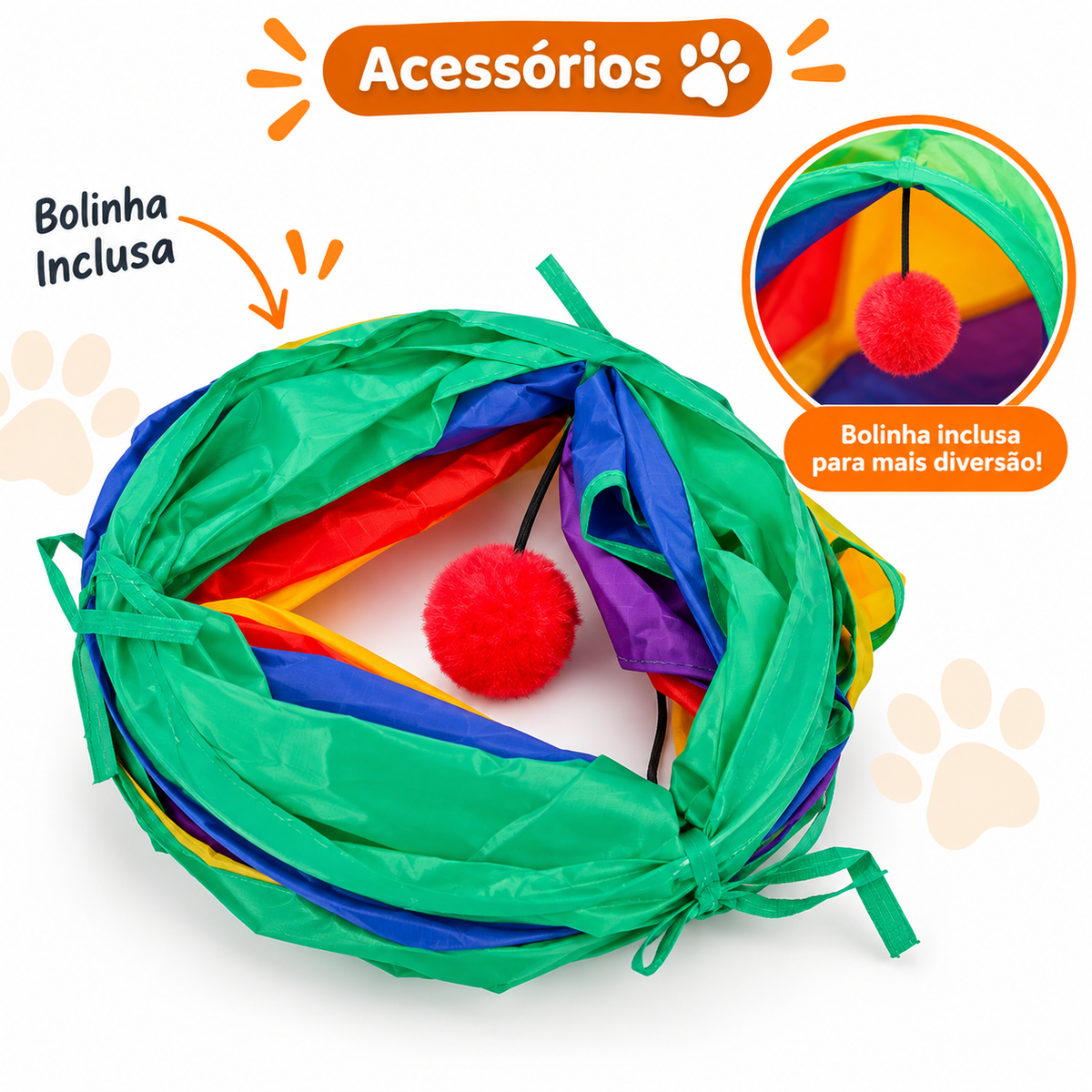 Brinquedo Interativo Para Gatos Túnel Labirinto Colorido
