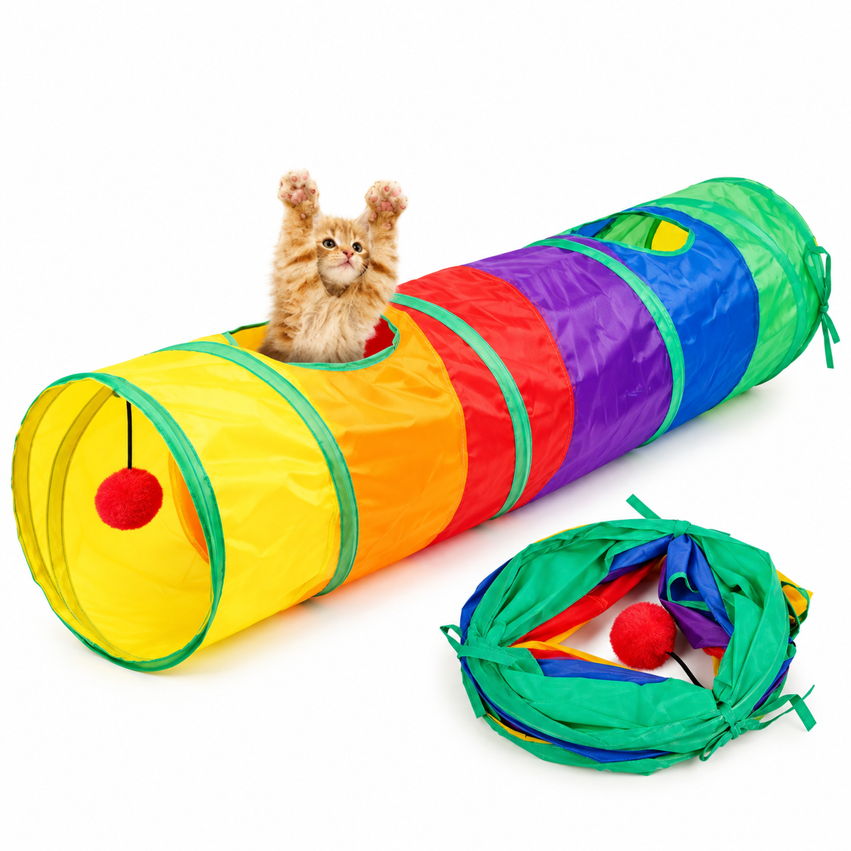 Brinquedo Interativo Para Gatos Túnel Labirinto Colorido