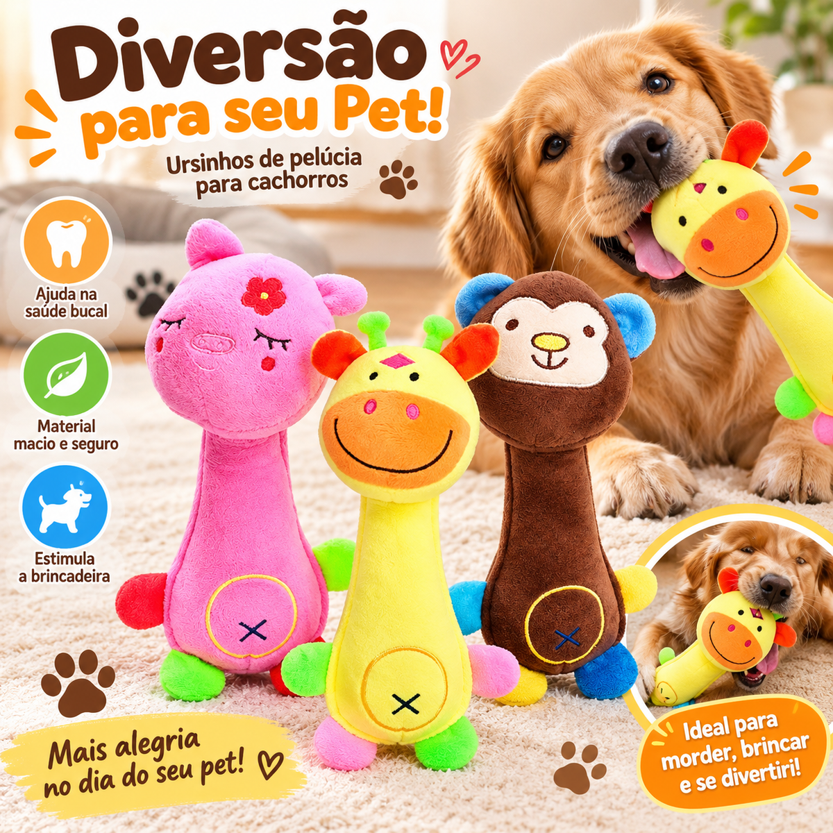 Brinquedo Bichinhos De Pelúcia Pet Para Cachorro Gato Pequeno Porte