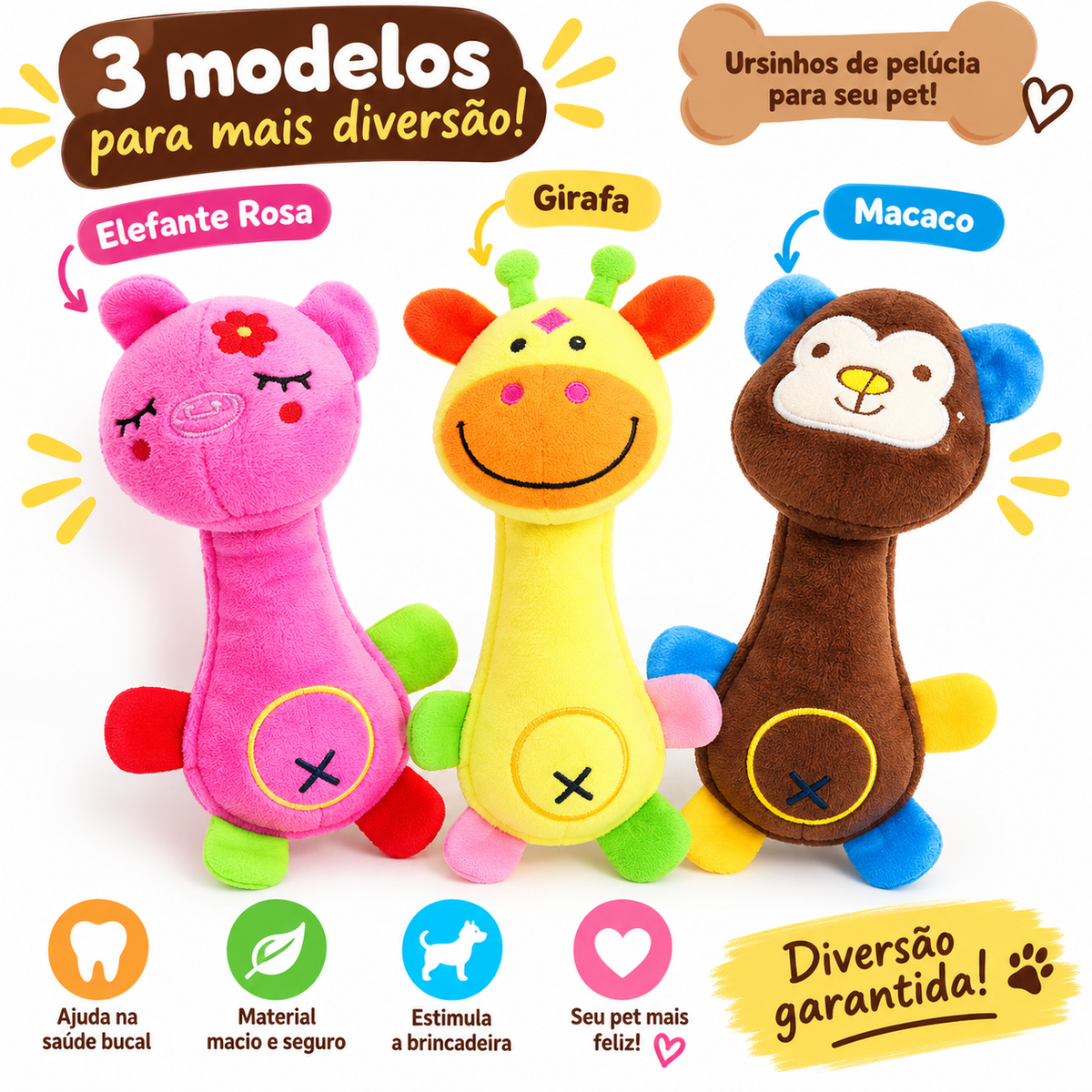 Brinquedo Bichinhos De Pelúcia Pet Para Cachorro Gato Pequeno Porte